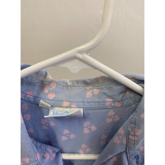 vintage Blue Ginger Hawaii 100% cotton blue pink hearts cute button up shirt - Picture 10 of 10